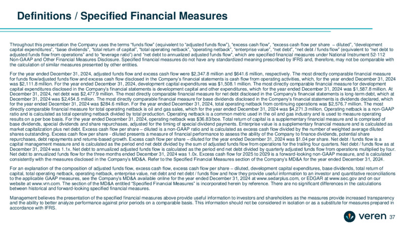 February 2025 Corporate Presentation – Veren Inc. – slide 37
