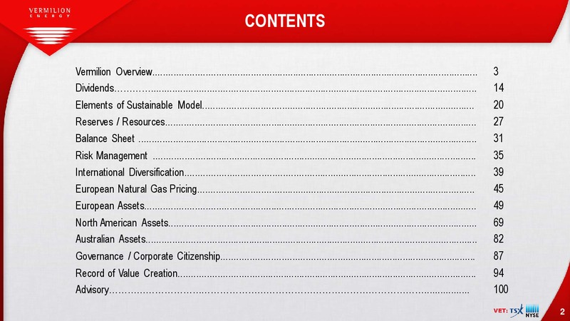 January 2017 Investor Presentation – Vermilion Energy Inc. – slide 2