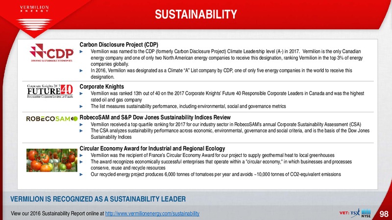 January 2018 Corporate Presentation – Vermilion Energy Inc. – slide 98