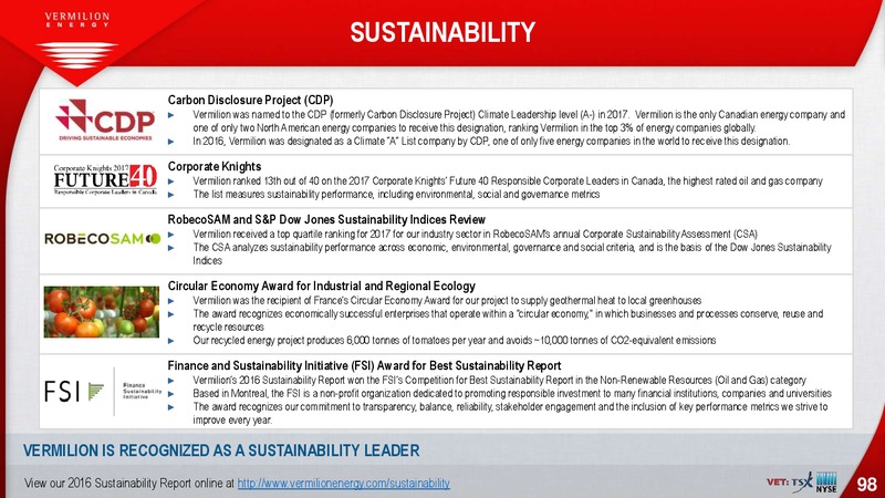 February 2018 Investor Presentation – Vermilion Energy Inc. – slide 98