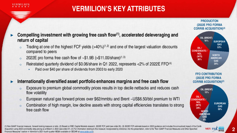 March 2022 Investor Presentation – Vermilion Energy Inc. – slide 2