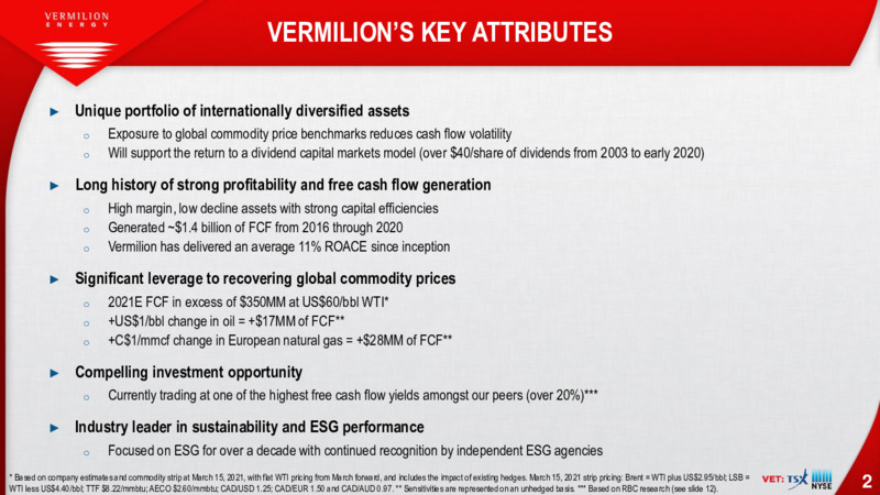 April 2021 Corporate Presentation – Vermilion Energy Inc. – slide 2