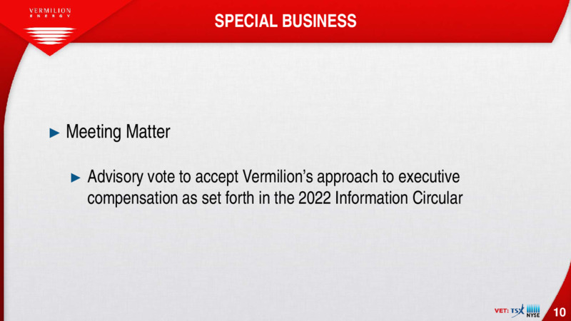 May 11 2022 General Meeting Presentation – Vermilion Energy Inc. – slide 10