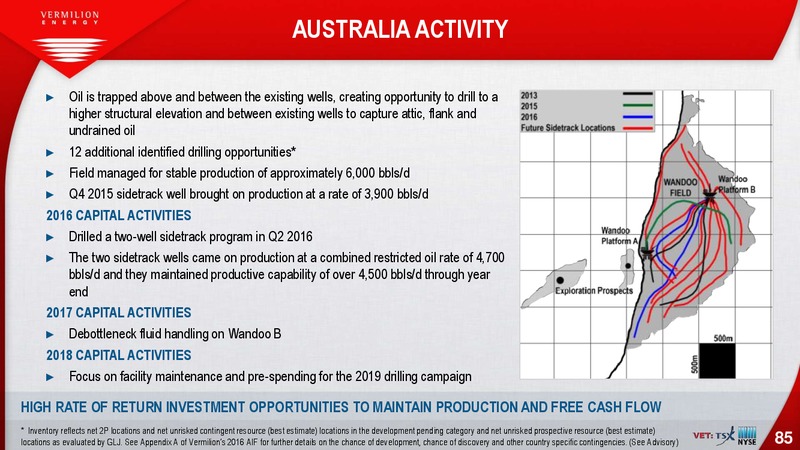 June 2018 Company Presentation – Vermilion Energy Inc. – slide 85