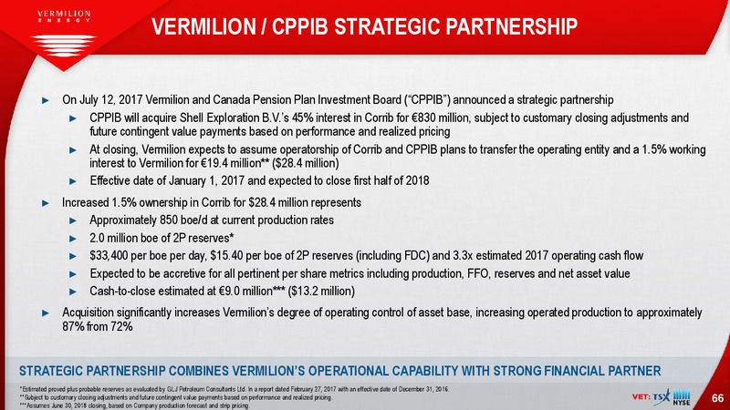 August 2017 Investor Presentation – Vermilion Energy Inc. – slide 66