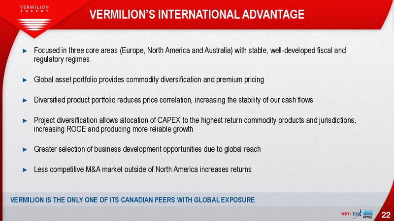 August 2018 Enercom Conference – Vermilion Energy Inc. – slide 22