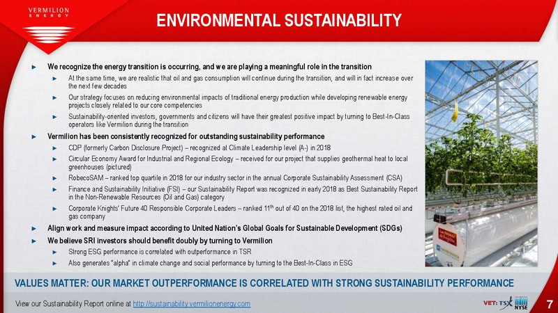 September 2019 Investor Presentation – Vermilion Energy Inc. – slide 7