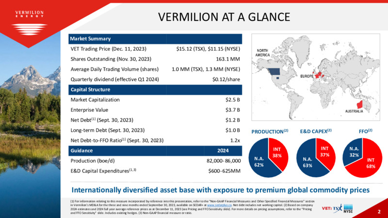 December 2023 Investor Presentation – Vermilion Energy Inc. – slide 2