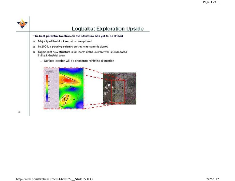 JANUARY 2012 CORPORATE PRESENTATION – Victoria Oil & Gas – slide 15