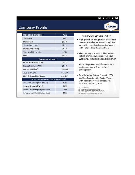 GHS 100 ENERGY CONFERENCE – Victory Energy Corporation – slide 4