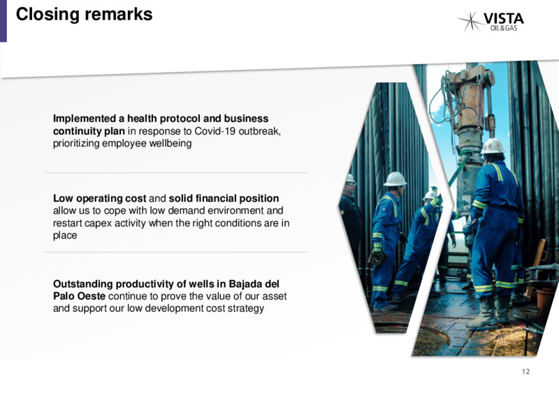 First quarter 2020 Earnings – Vista Oil & Gas – slide 11