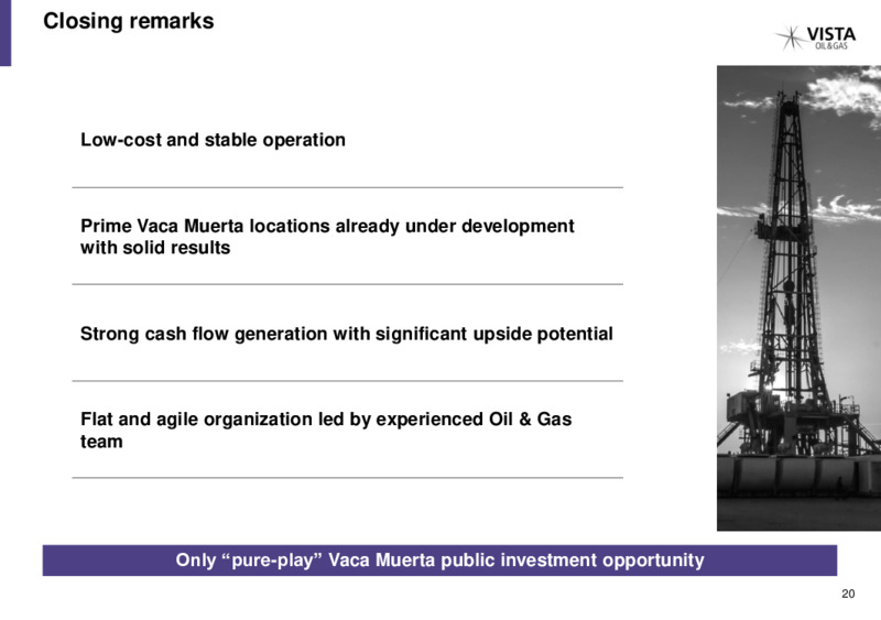 April 2020 Investor Presentation – Vista Oil & Gas – slide 19