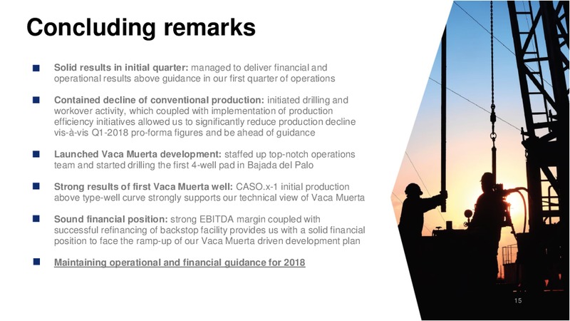 2Q 2018 Earnings Presentation – Vista Oil & Gas – slide 16