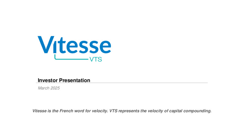 Investor Presentation – Vitesse Energy – slide 1