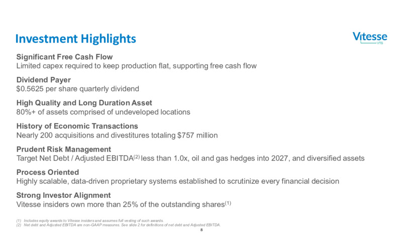 August 2025 Investor Presentation – Vitesse Energy – slide 8