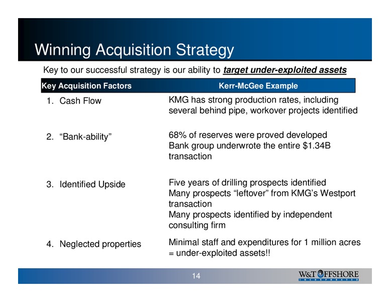 Lehman Brothers 2007 High Yield Bond Syndicated Loan Conference – W&T Offshore Inc. – slide 14