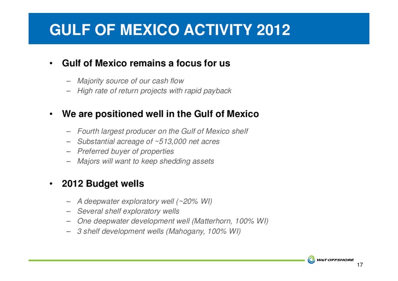 IPAA OGIS NEW YORK – W&T Offshore Inc. – slide 18