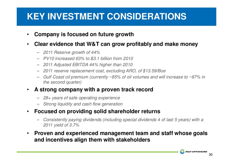 IPAA OGIS NEW YORK – W&T Offshore Inc. – slide 31