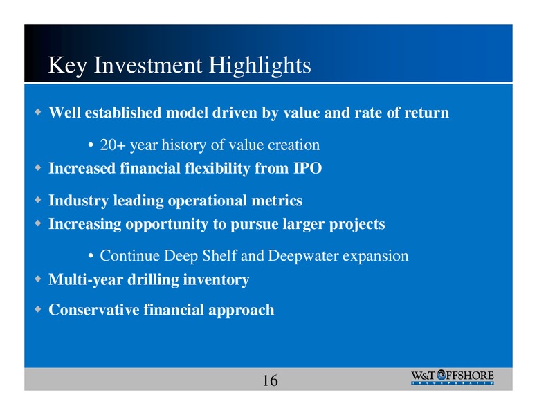 RBC Capital Markets North American Energy – W&T Offshore Inc. – slide 17