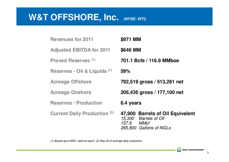 GHS 100 Energy Conference – W&T Offshore Inc. – slide 2