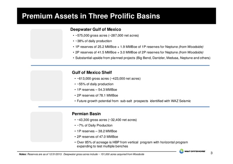 2014 Barclays CEO Energy Power Conference – W&T Offshore Inc. – slide 3