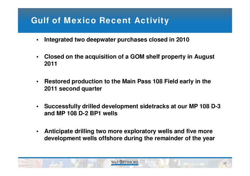 Barclays CEO Energy Power Conference – W&T Offshore Inc. – slide 18