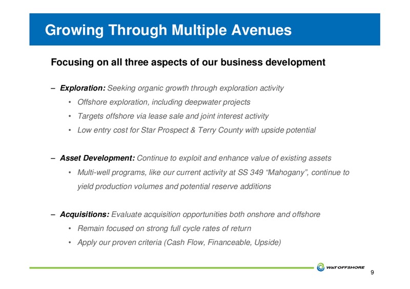 JOHNSON RICE ENERGY CONFERENCE – W&T Offshore Inc. – slide 10