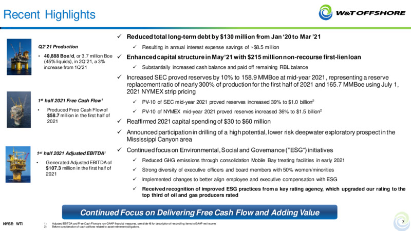 September 2021 Barclays CEO Energy Power Conference – W&T Offshore Inc. – slide 6