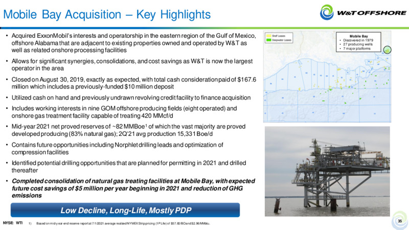 September 2021 Barclays CEO Energy Power Conference – W&T Offshore Inc. – slide 34