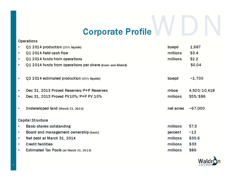 Coporate Presentation – Waldron Energy Corp – slide 4