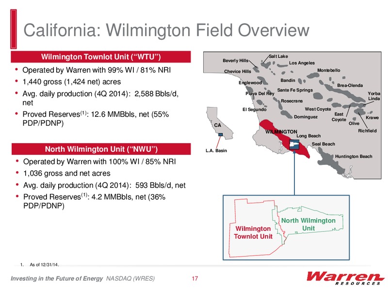 IPAA OGIS NEW YORK APRIL 2015 – Warren Resources Inc. – slide 16