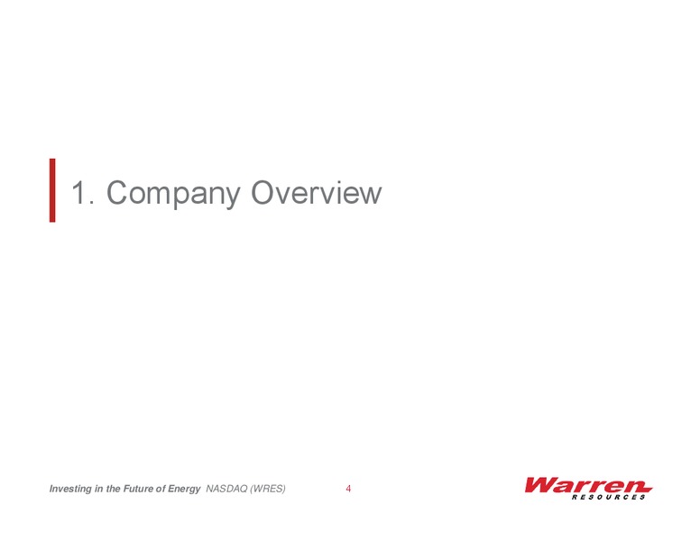 Investor Presentation – Warren Resources Inc. – slide 3