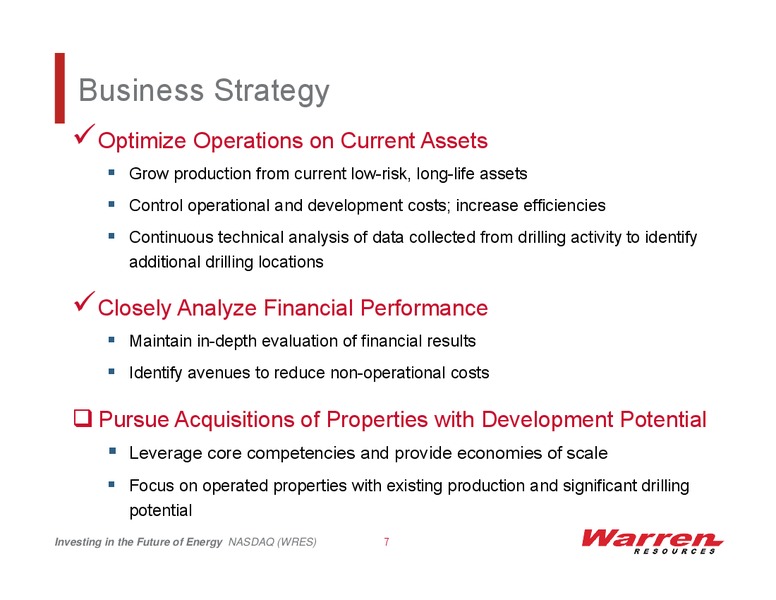 Investor Presentation – Warren Resources Inc. – slide 6