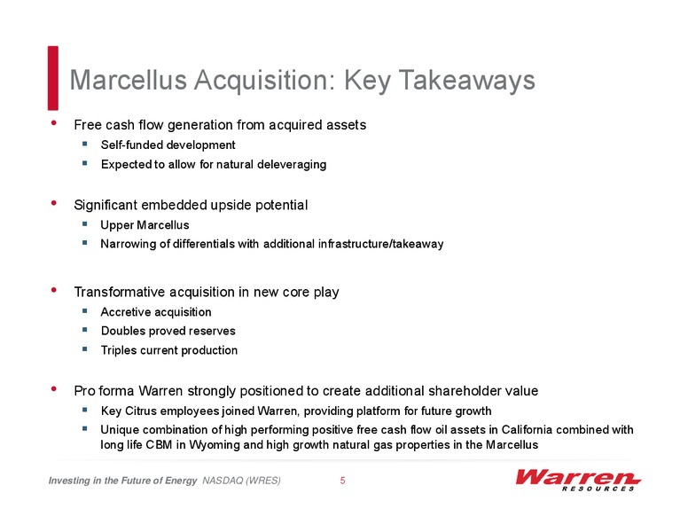 Investor Presentation – Warren Resources Inc. – slide 4