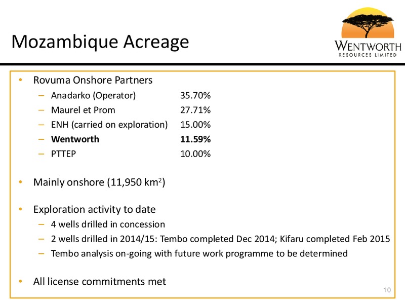 MARCH 2015 CORPORATE PRESENTATION – Wentworth Resources Ltd – slide 11