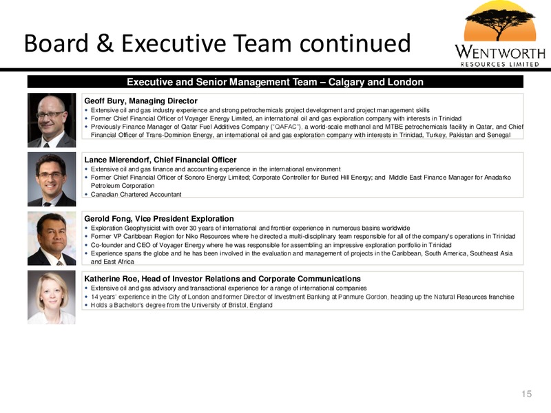 MARCH 2015 CORPORATE PRESENTATION – Wentworth Resources Ltd – slide 17