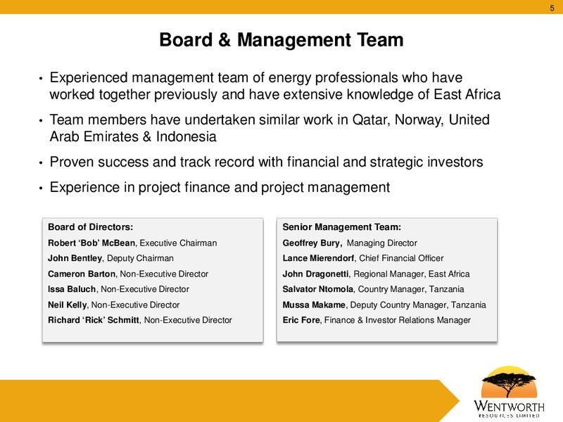 APRIL 2012 CORPORATE PRESENTATION – Wentworth Resources Ltd – slide 4