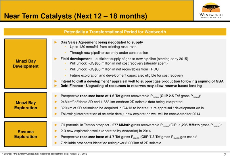 OCTOBER 2013 CORPORATE PRESENTATION – Wentworth Resources Ltd – slide 6