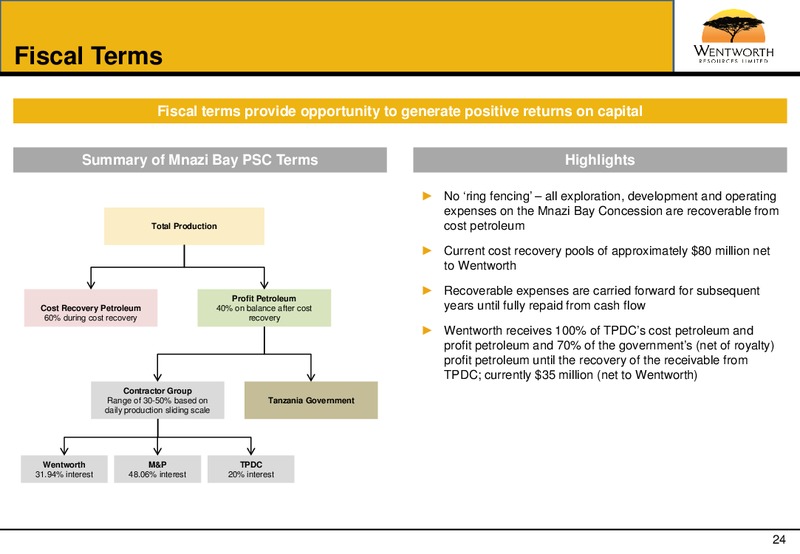 OCTOBER 2013 CORPORATE PRESENTATION – Wentworth Resources Ltd – slide 23