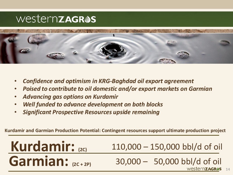 NOVEMBER 2014 CORPORATE PRESENTATION – Western Zagros – slide 14