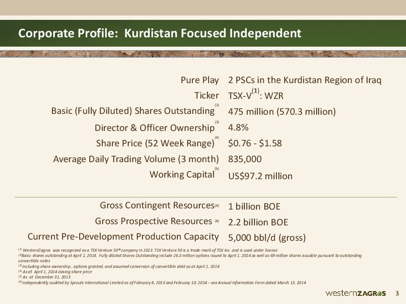 Corporate Presentation – Western Zagros – slide 3