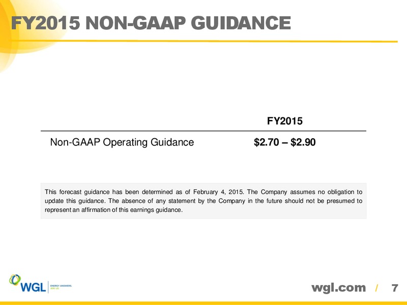 First Quarter Fiscal Year 2015 Earnings Call – WGL Holdings Inc. – slide 6