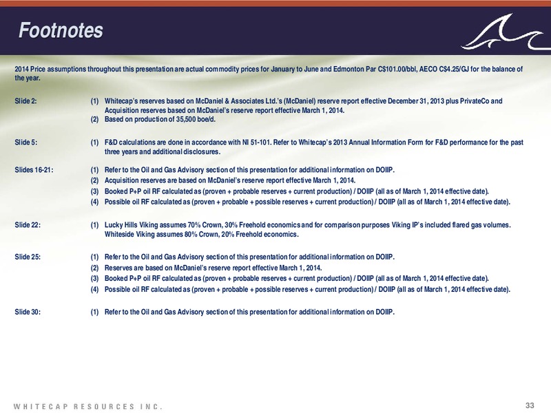 SUSTAINABLE LIGHT OIL GROWTH + INCOME PLATFORM – Whitecap Resources Inc. – slide 33
