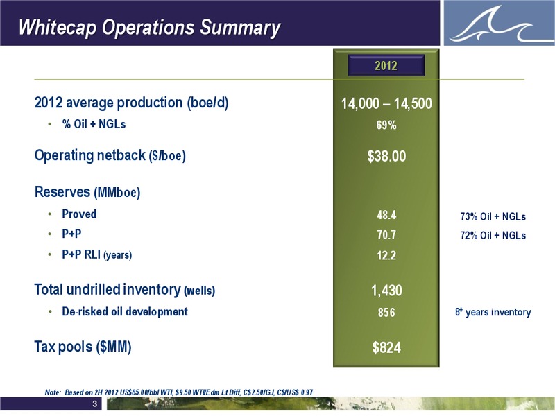 ENERCOM'S THE OIL AND GAS CONFERENCE 2012 – Whitecap Resources Inc. – slide 3