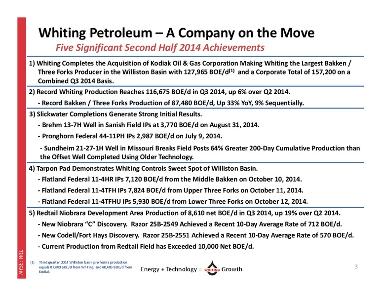 Investor Presentation – Whiting Petroleum Corp. – slide 2