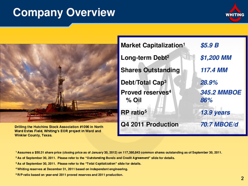 Credit Suisse 2012 Energy Summit – Whiting Petroleum Corp. – slide 2