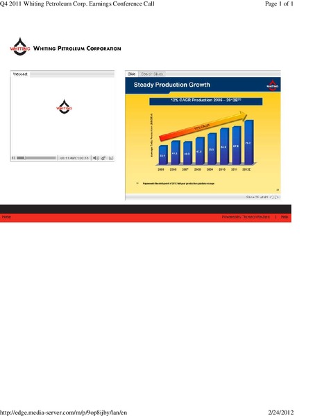 Q4 2011 Earnings Conference Call – Whiting Petroleum Corp. – slide 28