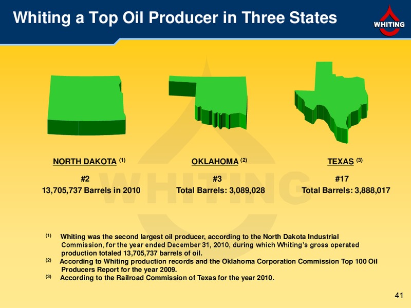 2Q 2011 – Whiting Petroleum Corp. – slide 41
