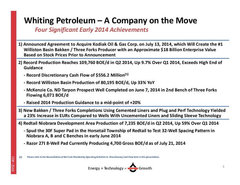 September 2014 Corporate Presentation – Whiting Petroleum Corp. – slide 2