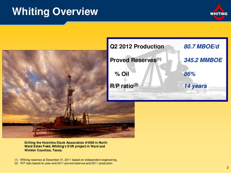 OGIS West – Whiting Petroleum Corp. – slide 2
